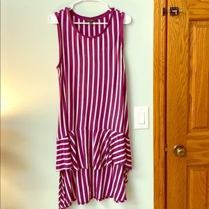 Striped dress with ruffles on bottom ,sleeveless